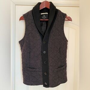 Scotch & Soda Grey/Black Quilted Wool Blend Vest Waistcoat